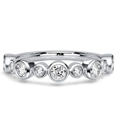 Italo Bezel Setting Round Cut Half Eternity Wedding Band For Women