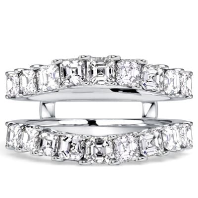 Italo Crown Asscher Cut Ring Guard Enhancer Wedding Band For Women