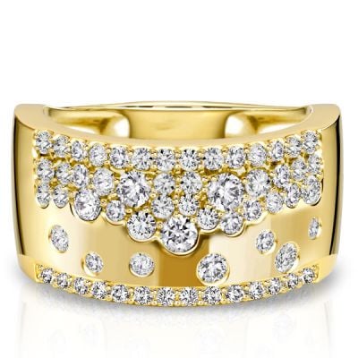 Italo Micro Pave Waterfall Round Cut Wide Wedding Band For Women