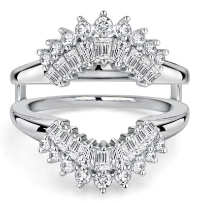 Italo Baguette & Round Cut Guard Enhancer Wedding Band For Women