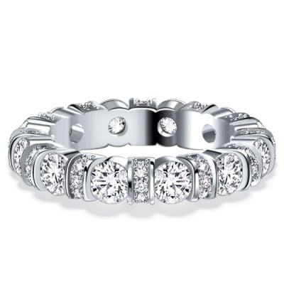 Italo Unique Bar Setting Round Cut Eternity Wedding Band For Women