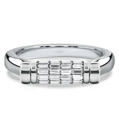 Italo Unique White Sapphire Baguette Cut Flip Ring Anniversary Band For Women