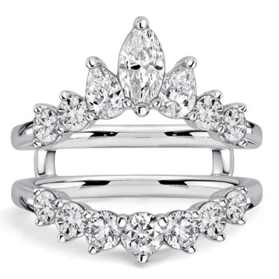 Italo Marquise & Round Cut Guard Enhancer Wedding Band For Women
