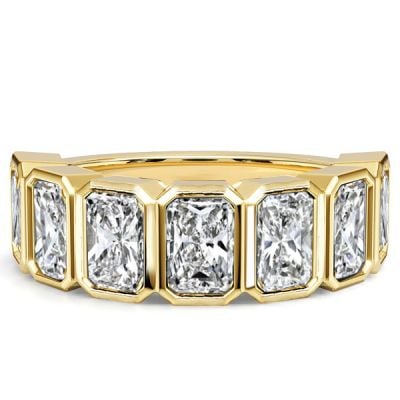 Italo Bezel Set Radiant Cut Half Eternity Wedding Band For Women