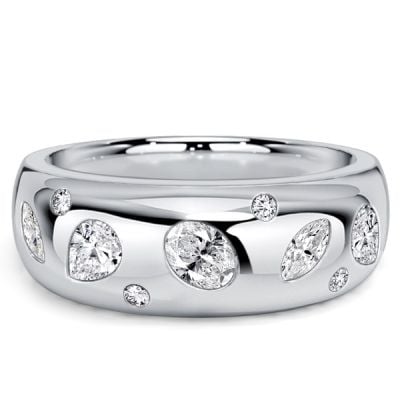 Italo Flush Set Waterfall Multi Cut Half Eternity Band For Women