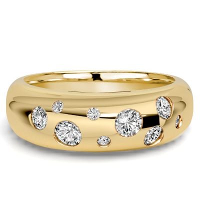 Italo Flush Set Waterfall Round Cut Half Eternity Band For Women