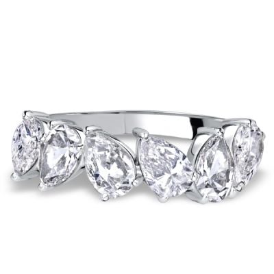 Italo 3 Prong Pear Cut Half Eternity Wedding Band For Women