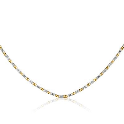 Italo Created White Sapphire Tennis Necklace Baguette Sterling Silver Tennis Necklace