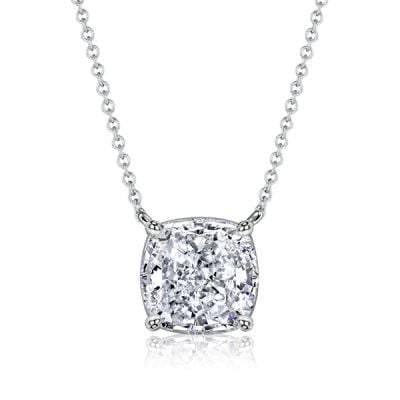 Italo Cushion Cut White Pendant Necklace Solitaire Necklace