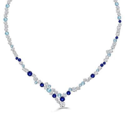 Blue Sapphire Tennis Necklace In Sterling Silver | Italo Jewelry
