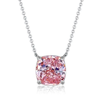 Italo Cushion Cut Pink Pendant Necklace Solitaire Necklace