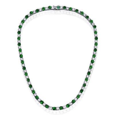 Italo Emerald & White Sapphire 4.5 mm Tennis Necklace For Women