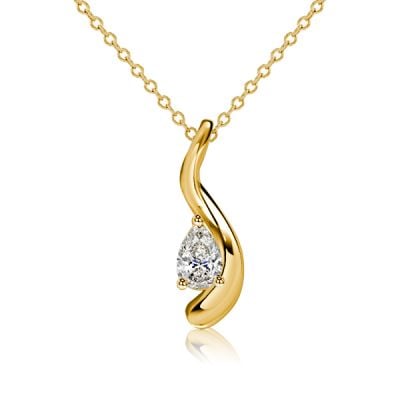 Italo Golden Pear Shaped Solitaire Pendant For Women