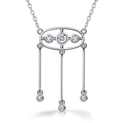 Italo Three-Drop Vintage White Sapphire Pendant Necklace