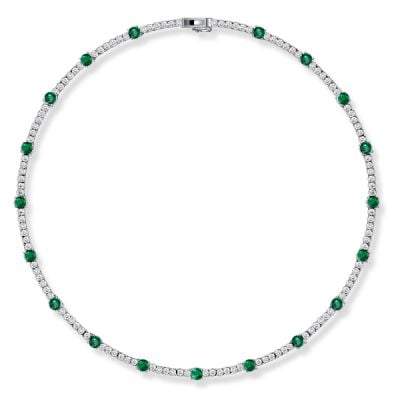 Italo Round Cut Emerald Sapphire Necklace Tennis Necklace