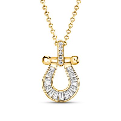 Italo Channel Setting Horseshoe Pendant Necklace For Women