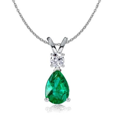 Italo Teardrop Emerald Sapphire Necklace In Sterling Silver