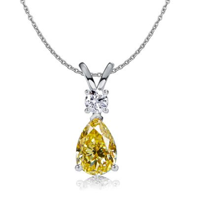 Italo Teardrop Yellow Topaz Necklace In Sterling Silver