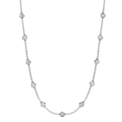 Italo White Sapphire Necklace Bezel Set Tennis Necklace | Italo