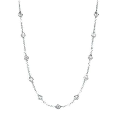 Italo White Sapphire Necklace Bezel Set Tennis Necklace