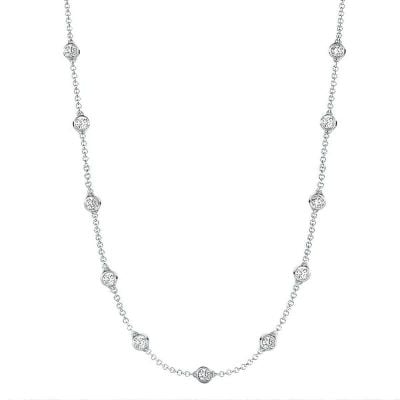 Italo White Sapphire Necklace Bezel Set Tennis Necklace