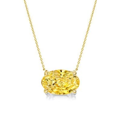 Italo Golden Oval Cut Yellow Topaz Necklace Solitaire Necklace