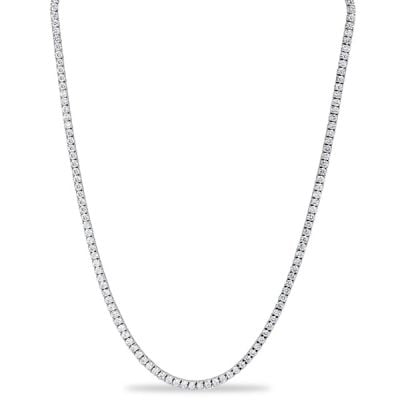 Italo 3.00 MM White Sapphire Round Cut Tennis Necklace For Women