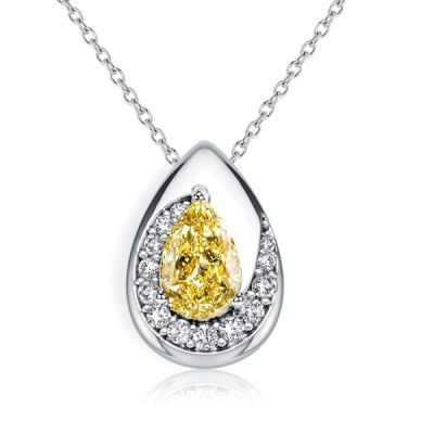 Italo Swirl Design Yellow Topaz Pear Cut Pendant Necklace For Women