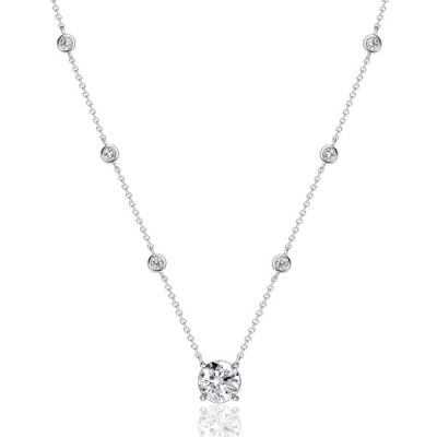 Italo Bezel Setting Round Cut Pendant Necklace For Women