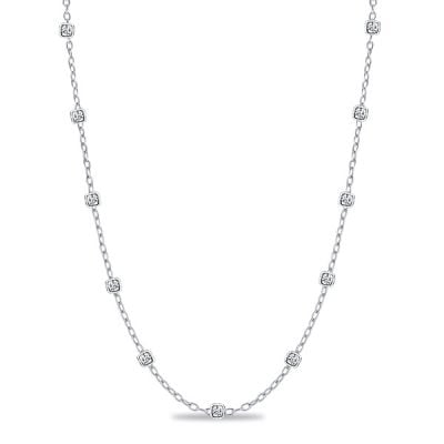 Italo 3 MM Cushion Cut Bezel Set Tennis Necklace For Women