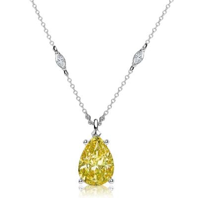 Italo 2 Carat Pear Cut Yellow Topaz Pendant Necklace For Women