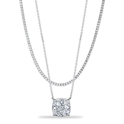Italo Solitaire Cushion Cut White Sapphire Layering necklaces For Women