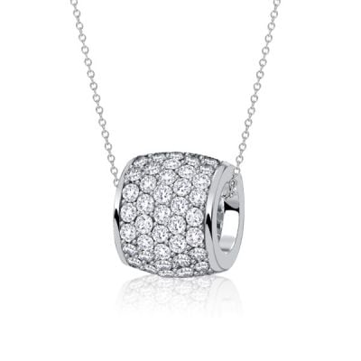 Italo Micro Pave Tube Eternity White Sapphire Pendant Necklace For Women