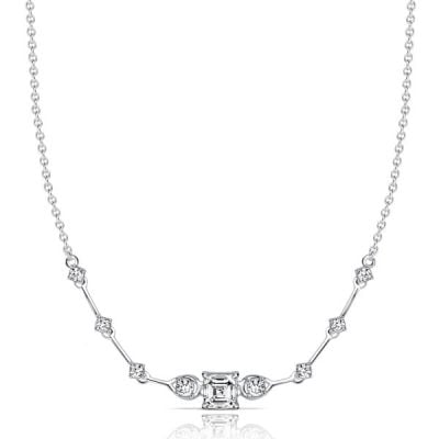 Italo Chevron Necklace Asscher Cut White Sapphire Pendant Necklace For Women