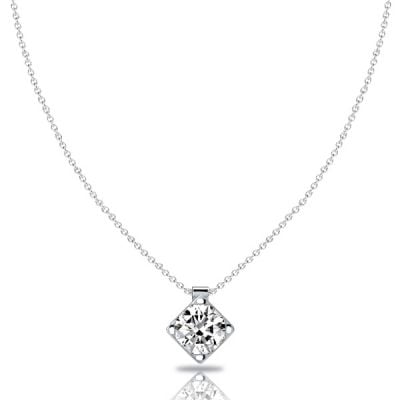 Italo White Sapphire Cushion Cut Solitaire Pendant Necklace For Women
