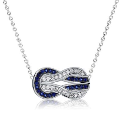 Italo Infinity Two Tone Blue & White Sapphire Pendant Necklace For Women