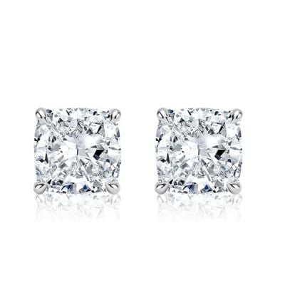 Italo Cushion Cut Stud Earrings For Women In Sterling Silver