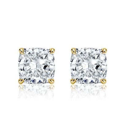 Golden Classic Cushion Cut Stud Earrings