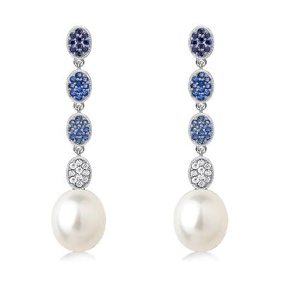 Italo Blue Topaz Earrings Sapphire Earrings For Women Pearl Drop Earrings