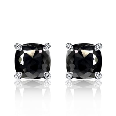 Cushion Cut Black Stud Earrings For Women