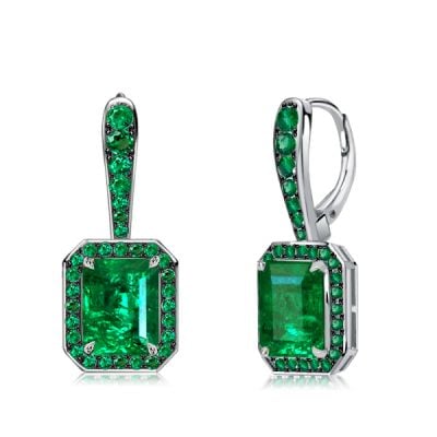Italo Emerald Sapphire Emerald Two Tone Drop Earrings