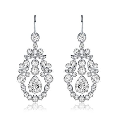 Italo White Sapphire Drop Earrings Vintage Earrings In Silver
