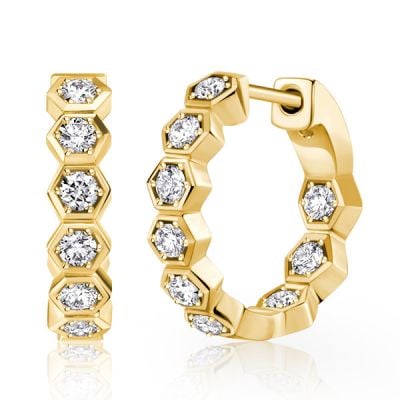 Italo Round Cut Hoop Earrings Honeycomb Hoop For Women
