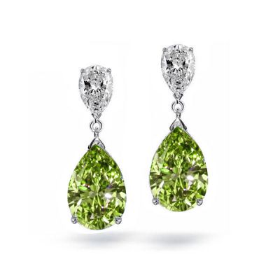 Italo Peridot Pear Shaped Drop Earrings In Sterling Silver