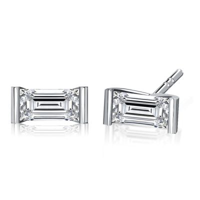 Italo Bar Setting Baguette Cut Stud Earrings For Women