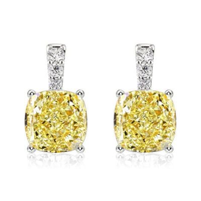 Italo Yellow Topaz Earrings Cushion Cut Drop Earrings For Women