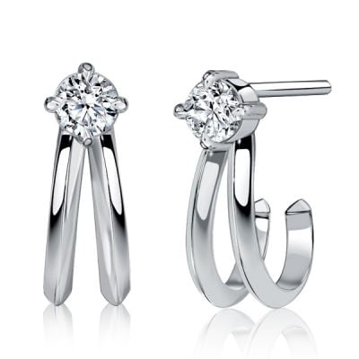 Italo Split Claw White Sapphire Earrings For Women