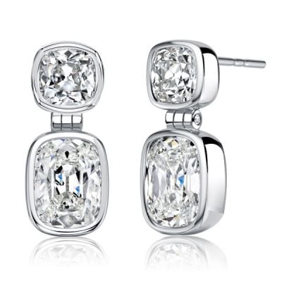 Italo Bezel Setting Cushion Cut Drop Earrings For Women