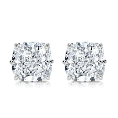 Italo 6 Prong 2 Carat Cushion Cut Stud Earrings For Women