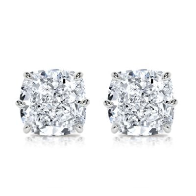 Italo 6 Prong 2 Carat Cushion Cut Stud Earrings For Women